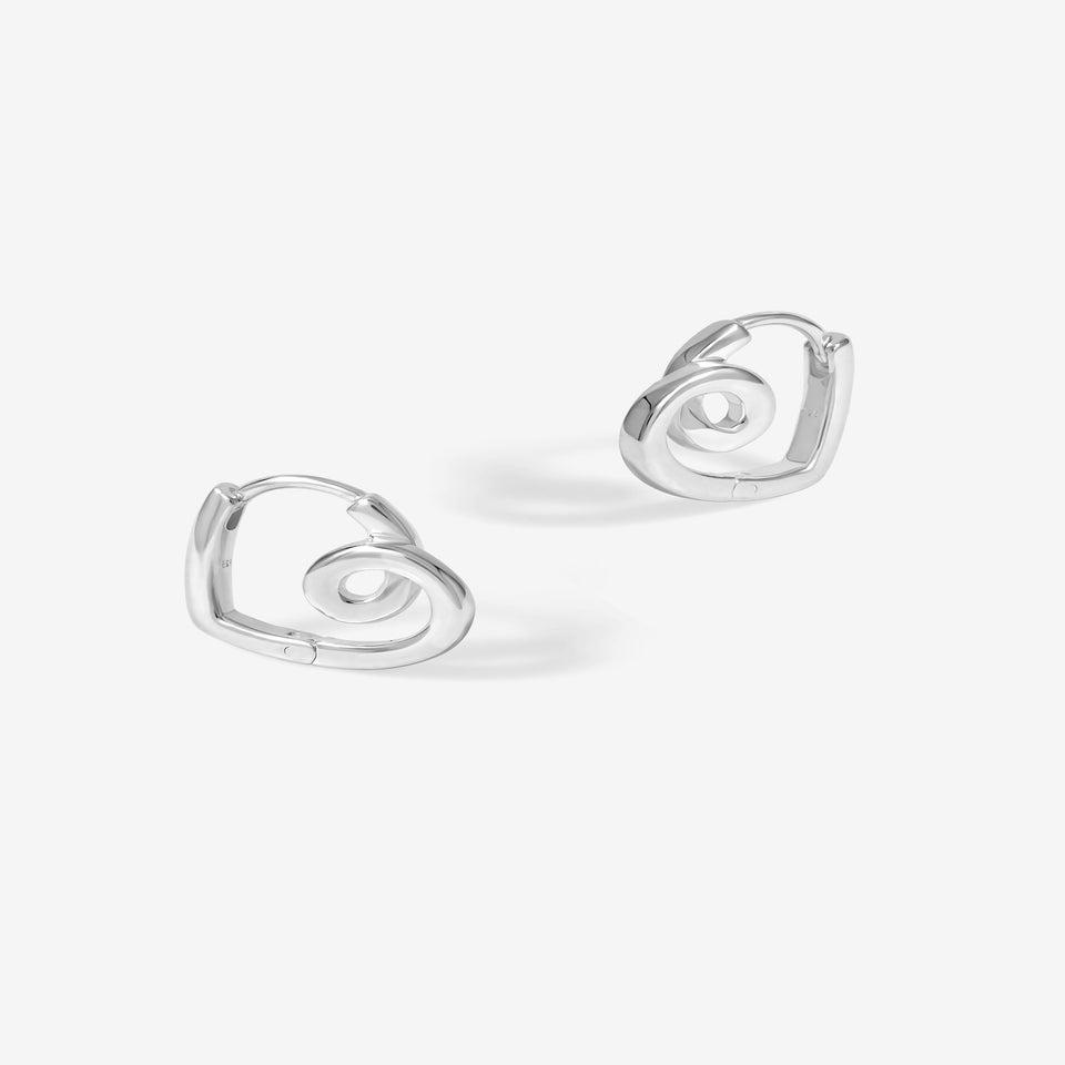 Simply Silver Sterling Silver 925 Polished Swirl Heart Hoop Earrings