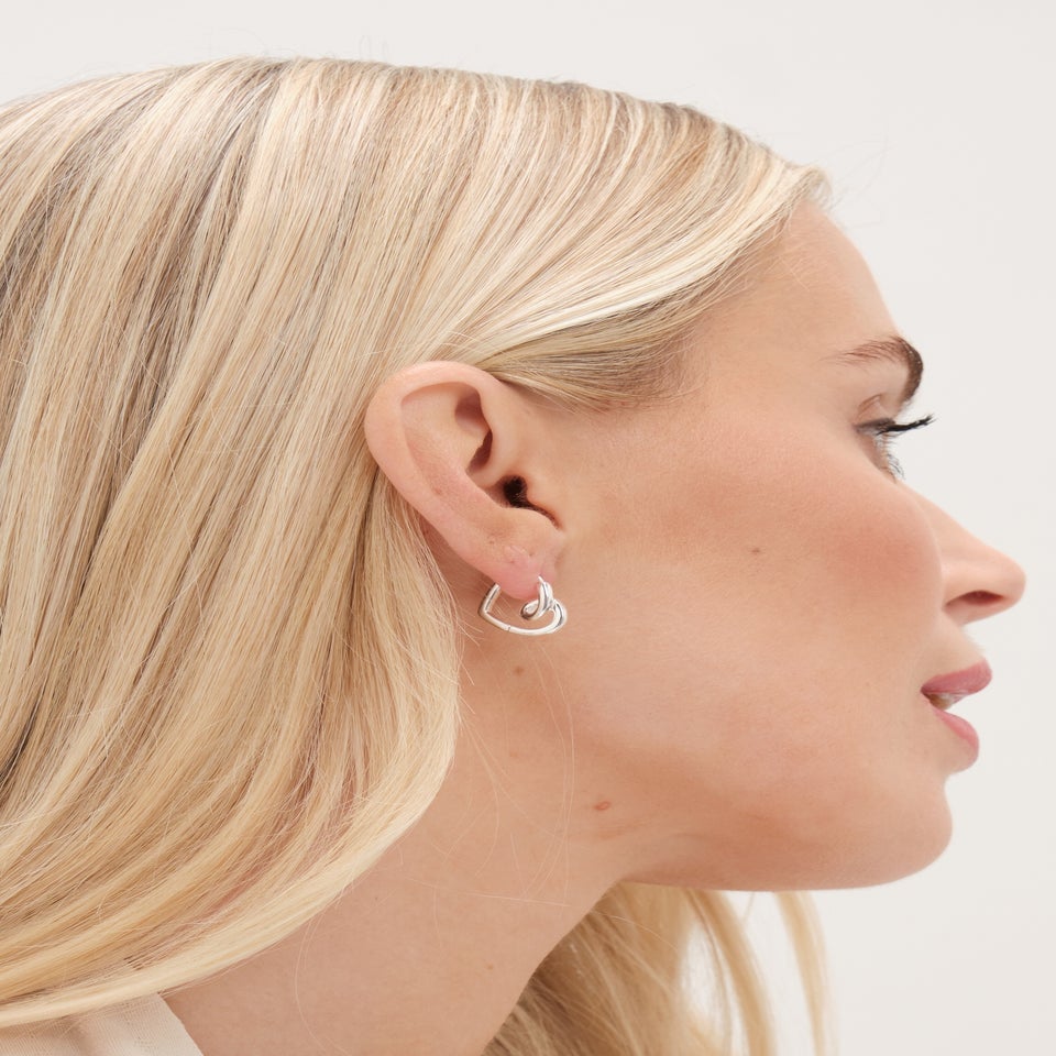 Simply Silver Sterling Silver 925 Polished Swirl Heart Hoop Earrings