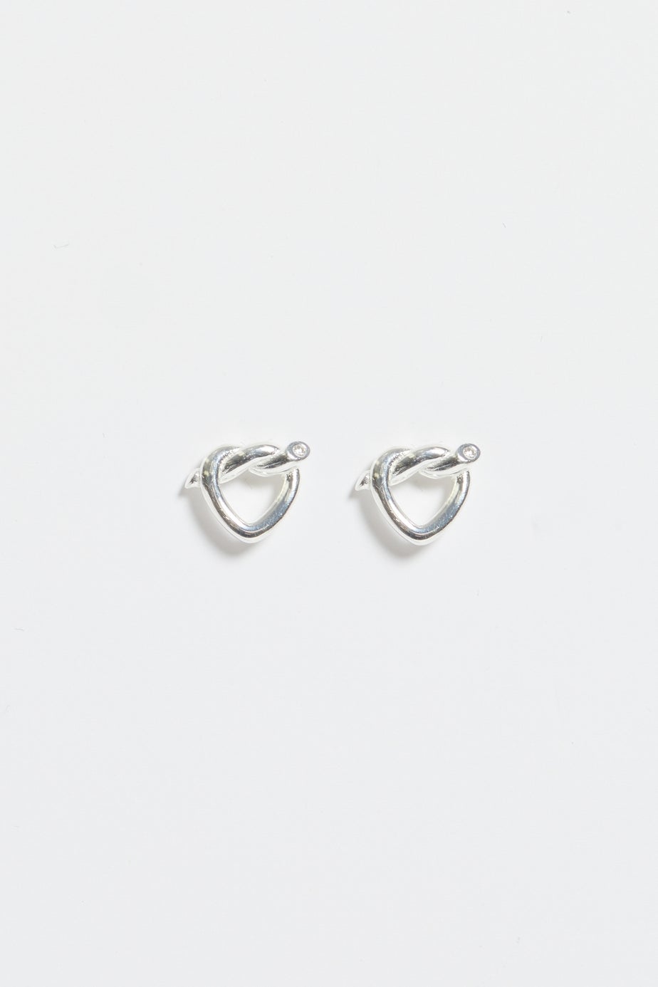 Simply Sterling Silver 925 Polished Knot Heart Stud Earrings
