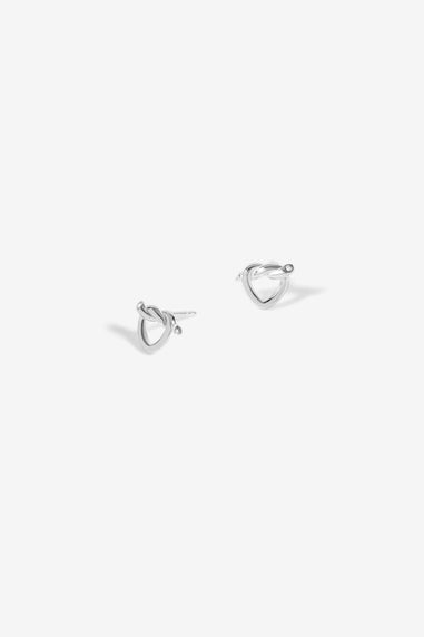 Simply Sterling Silver 925 Polished Knot Heart Stud Earrings