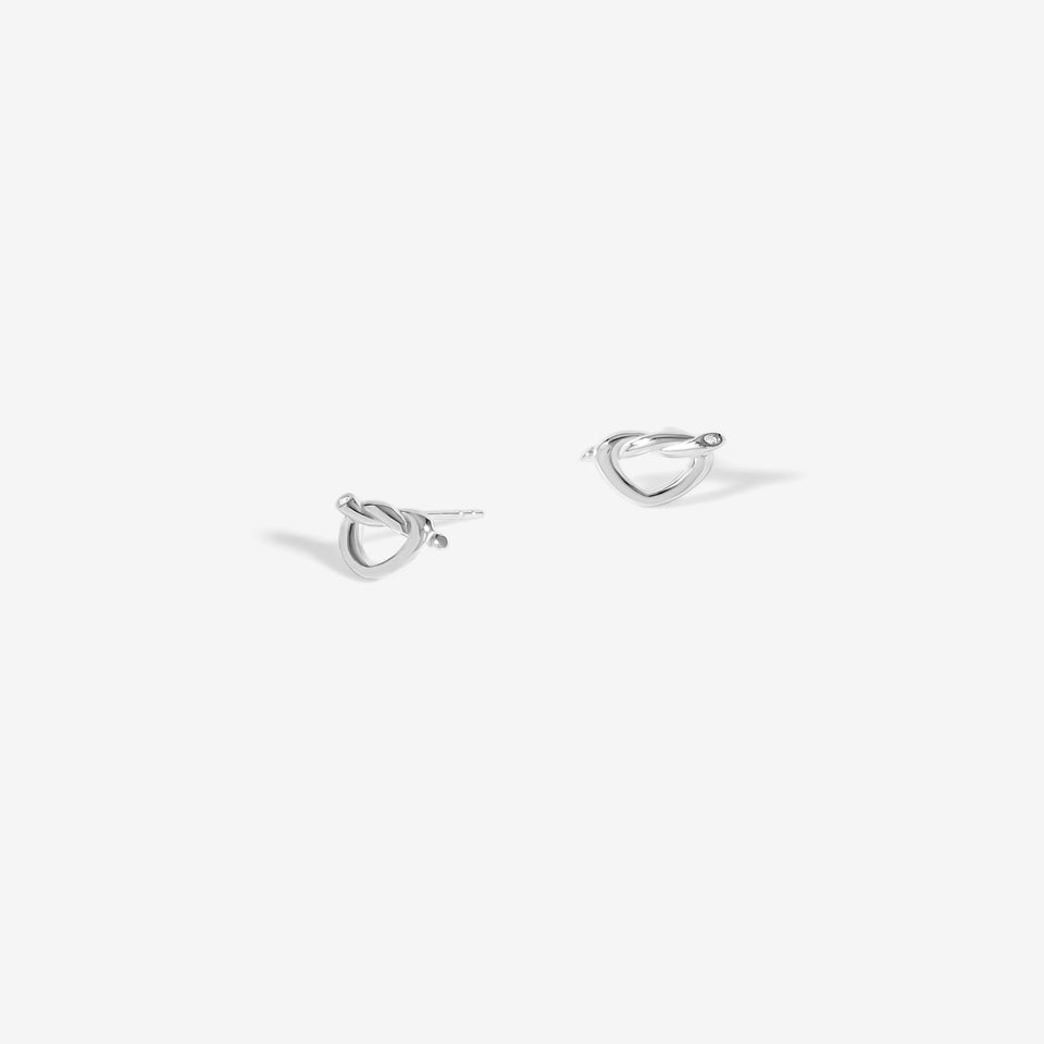Simply Sterling Silver 925 Polished Knot Heart Stud Earrings