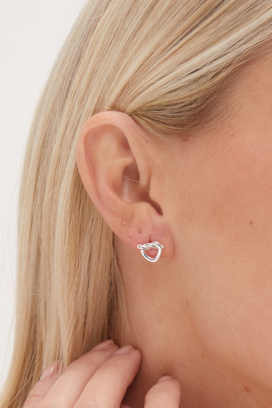 Simply Sterling Silver 925 Polished Knot Heart Stud Earrings