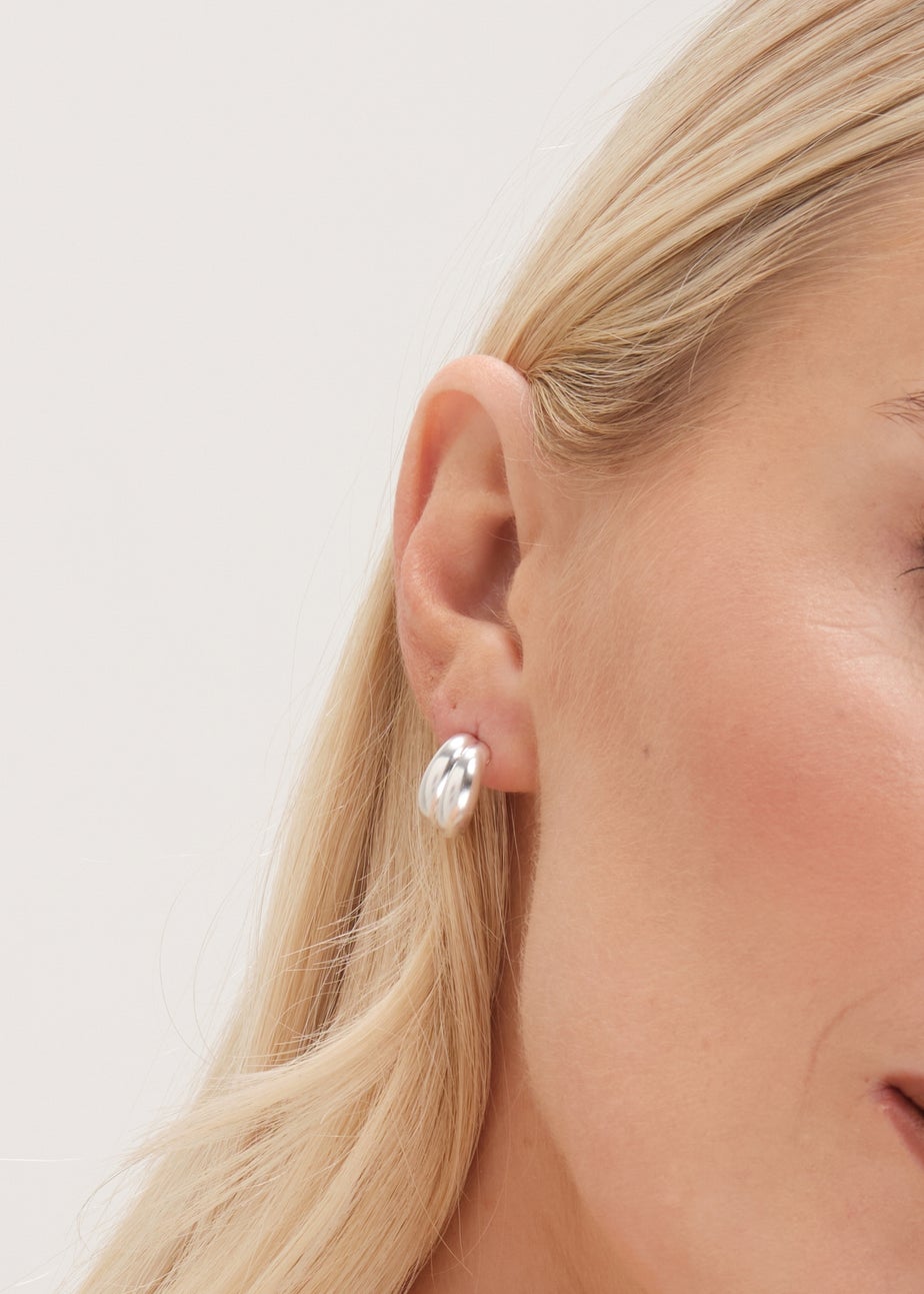 Simply Silver Sterling Silver 925 Polished Double Row Ridge Drop Earrings