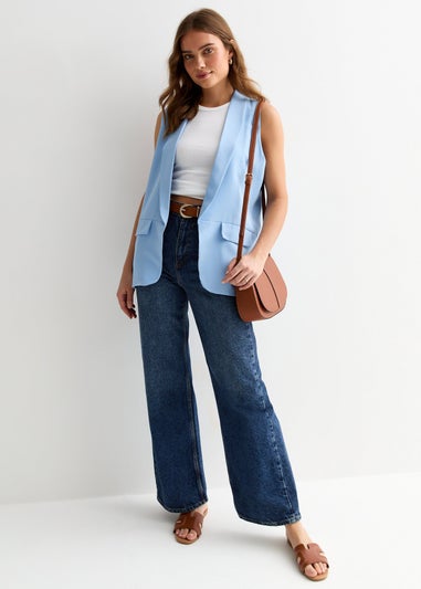 Gini London Light Blue Tailored Longline Waistcoat