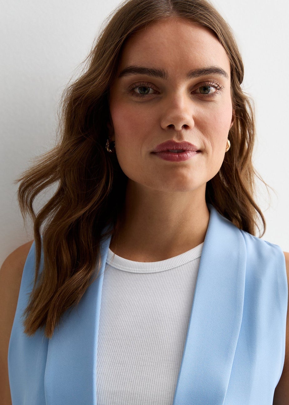 Gini London Light Blue Tailored Longline Waistcoat
