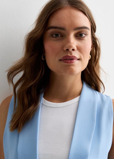 Gini London Light Blue Tailored Longline Waistcoat