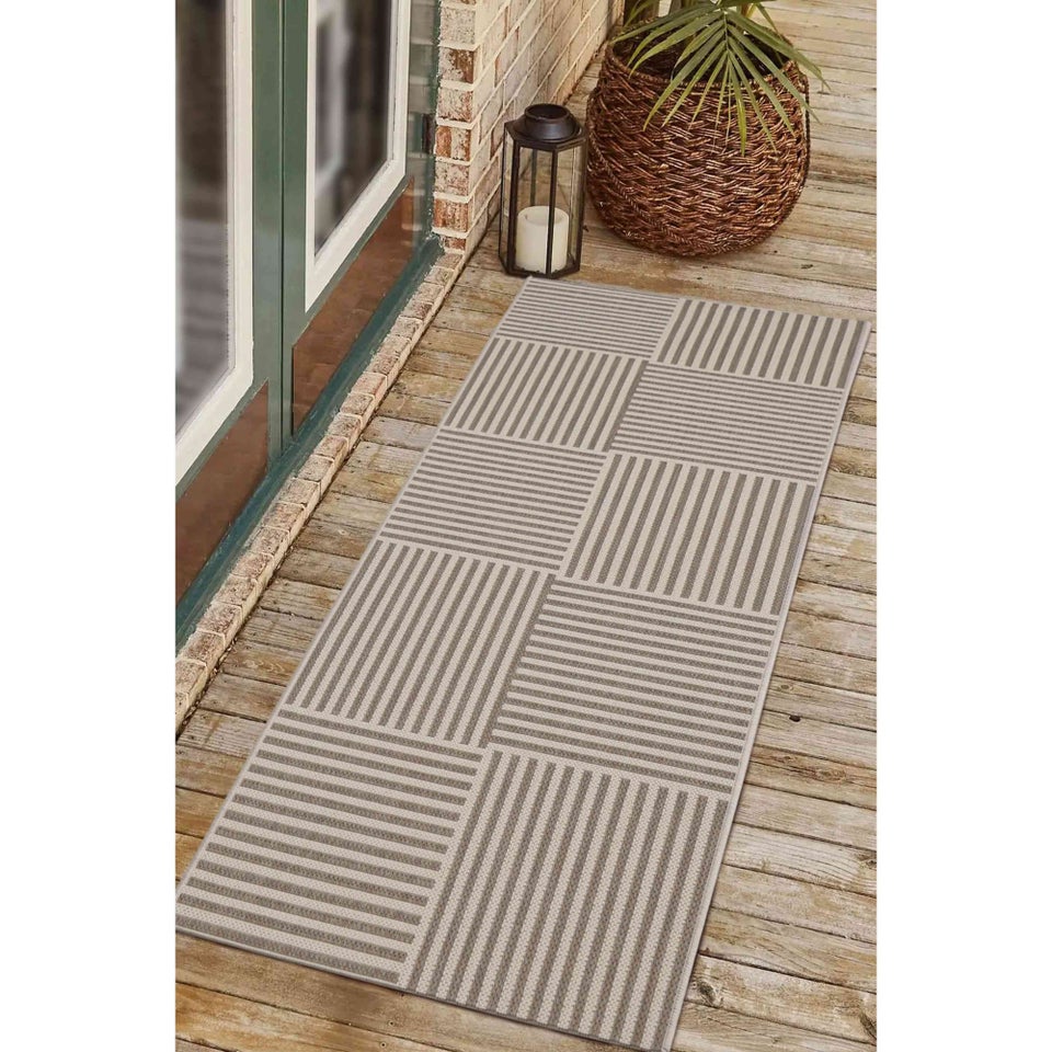 Homemaker Natural Multistripe Design Runner Rug