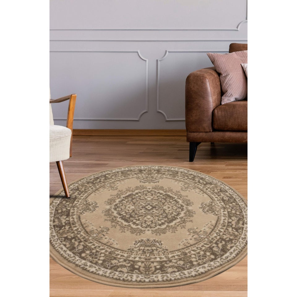 Homemaker Traditional Natural Round Rug