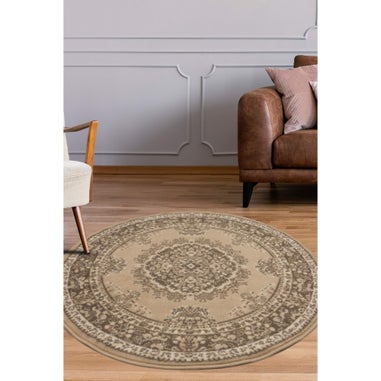 Homemaker Traditional Natural Round Rug