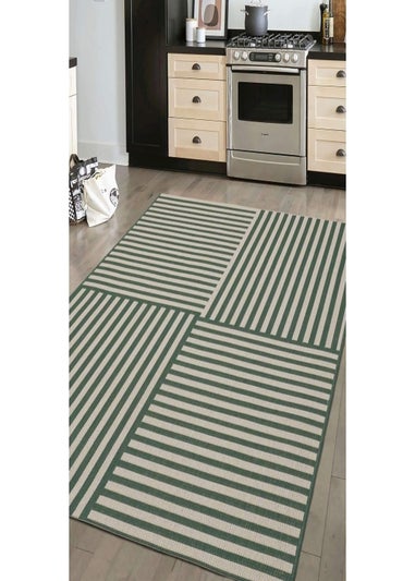 Homemaker Green Multistripe Design Rug