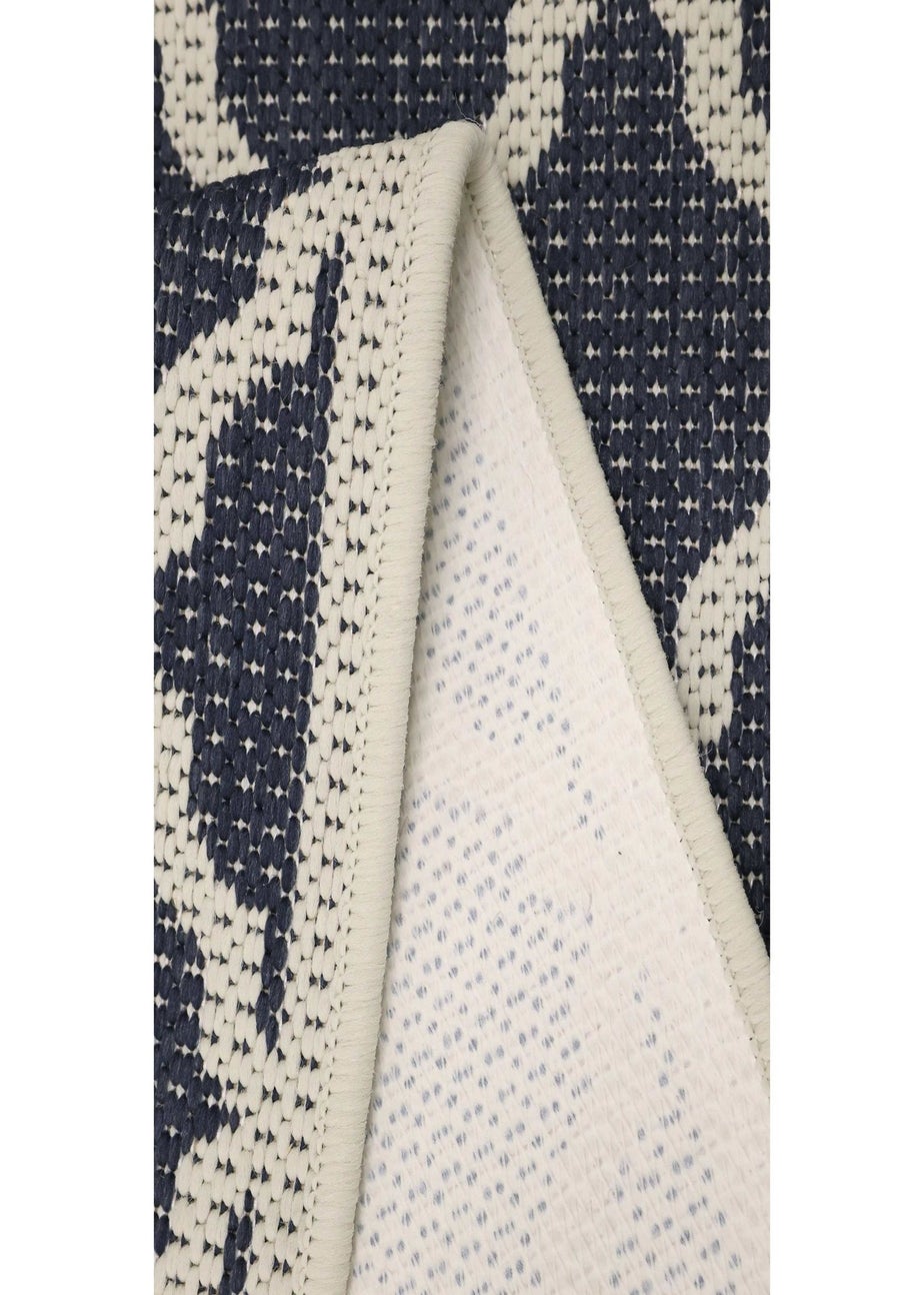 Homemaker Navy Trellis Gel Flatweave Runner Rug