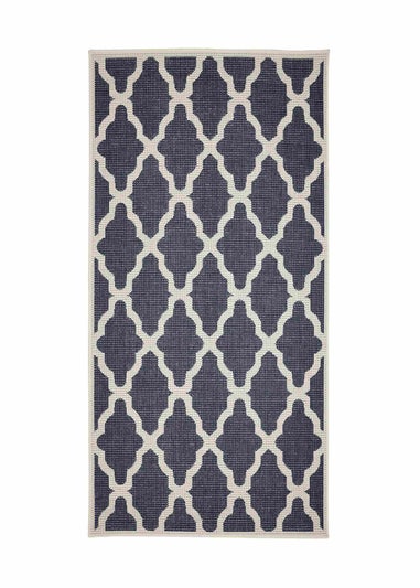 Homemaker Navy Trellis Gel Flatweave Runner Rug