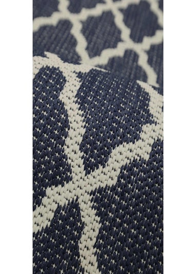 Homemaker Navy Trellis Gel Flatweave Runner Rug