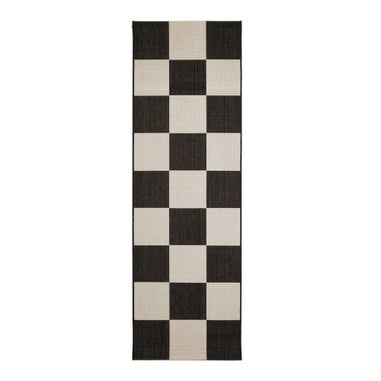 Homemaker Black Chequer Runner Rug