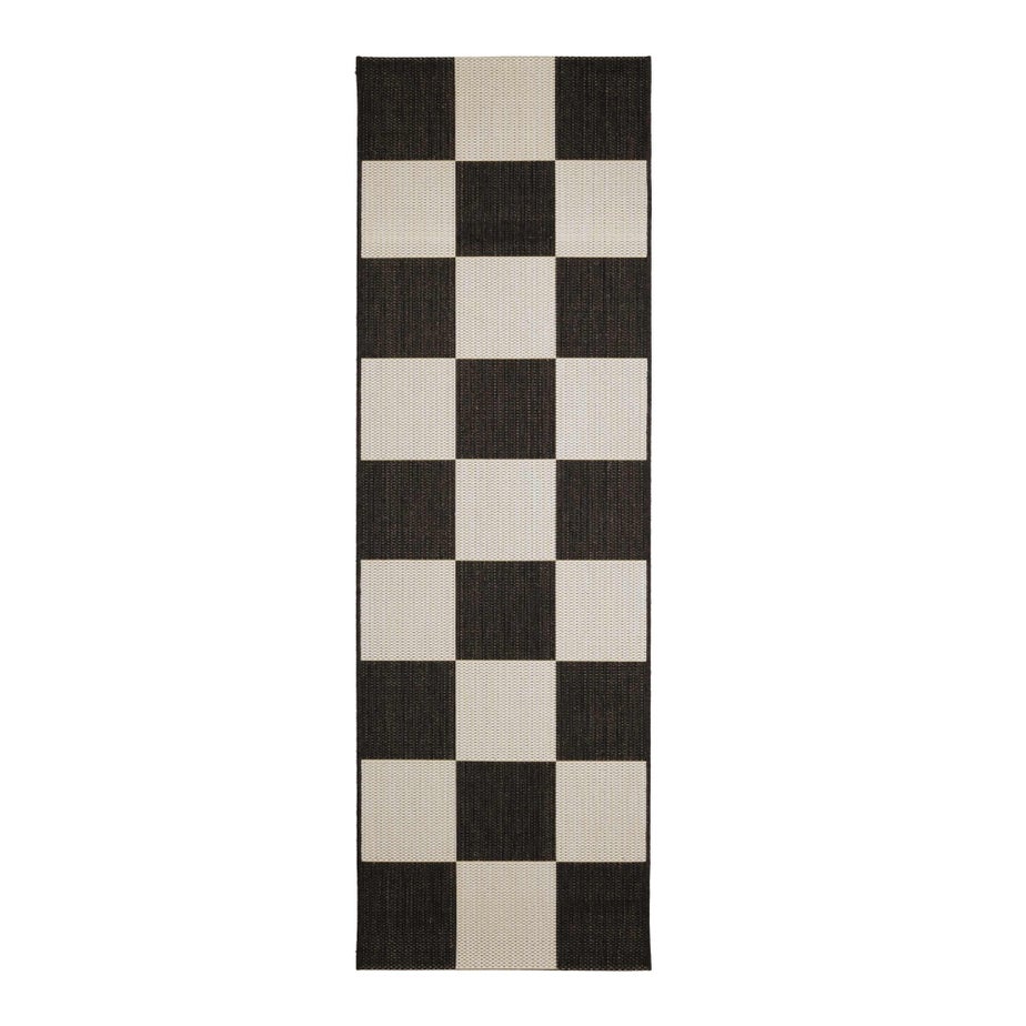 Homemaker Black Chequer Runner Rug