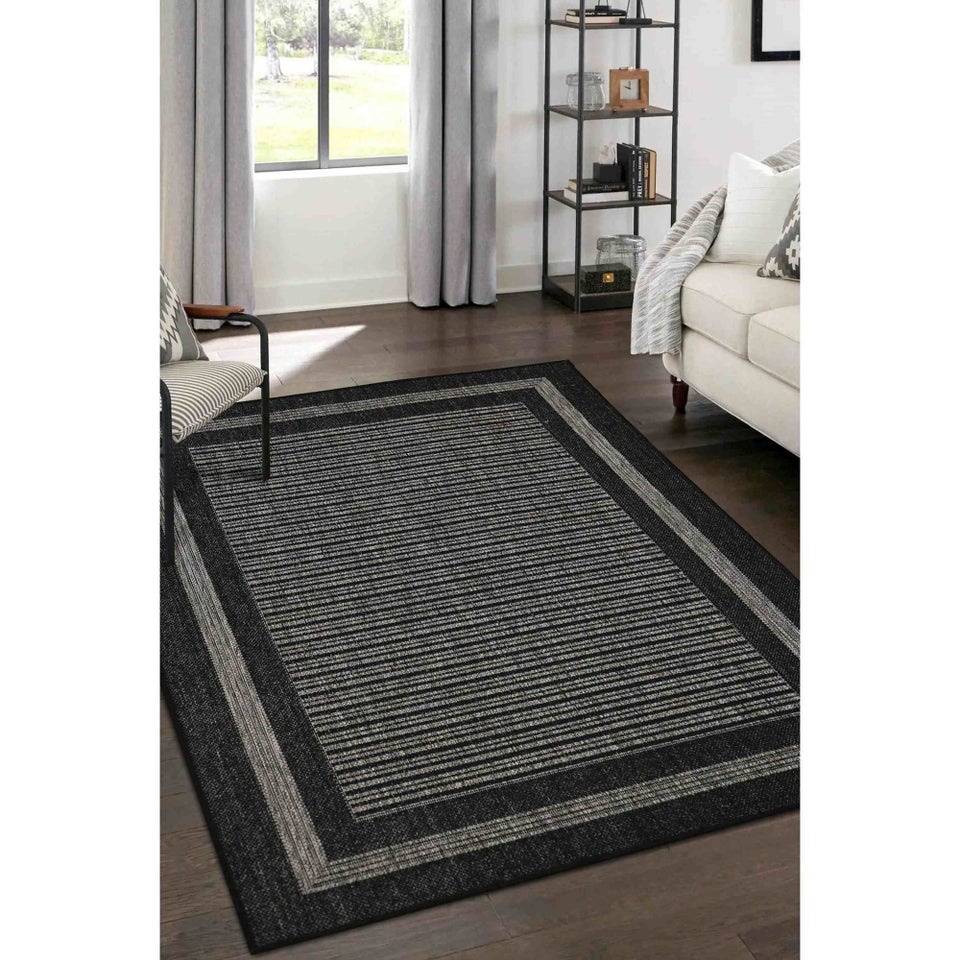 Homemaker Black Gel Backed Border Rug