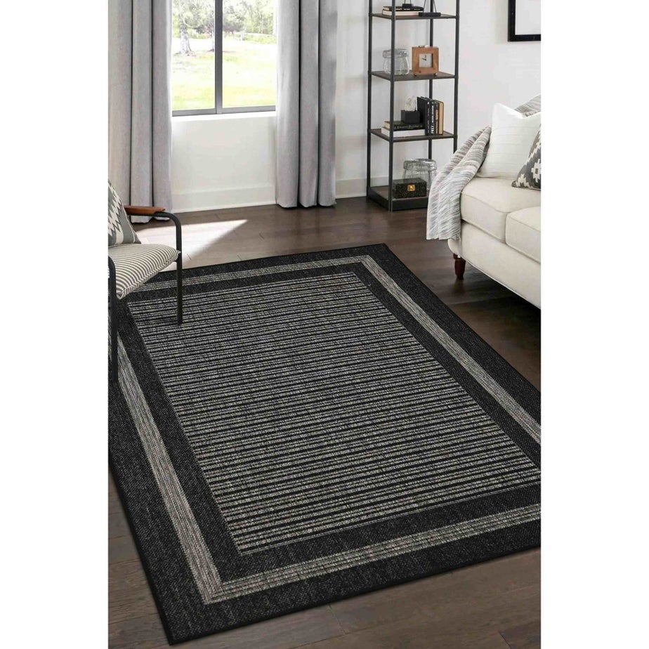 Homemaker Black Gel Backed Border Rug