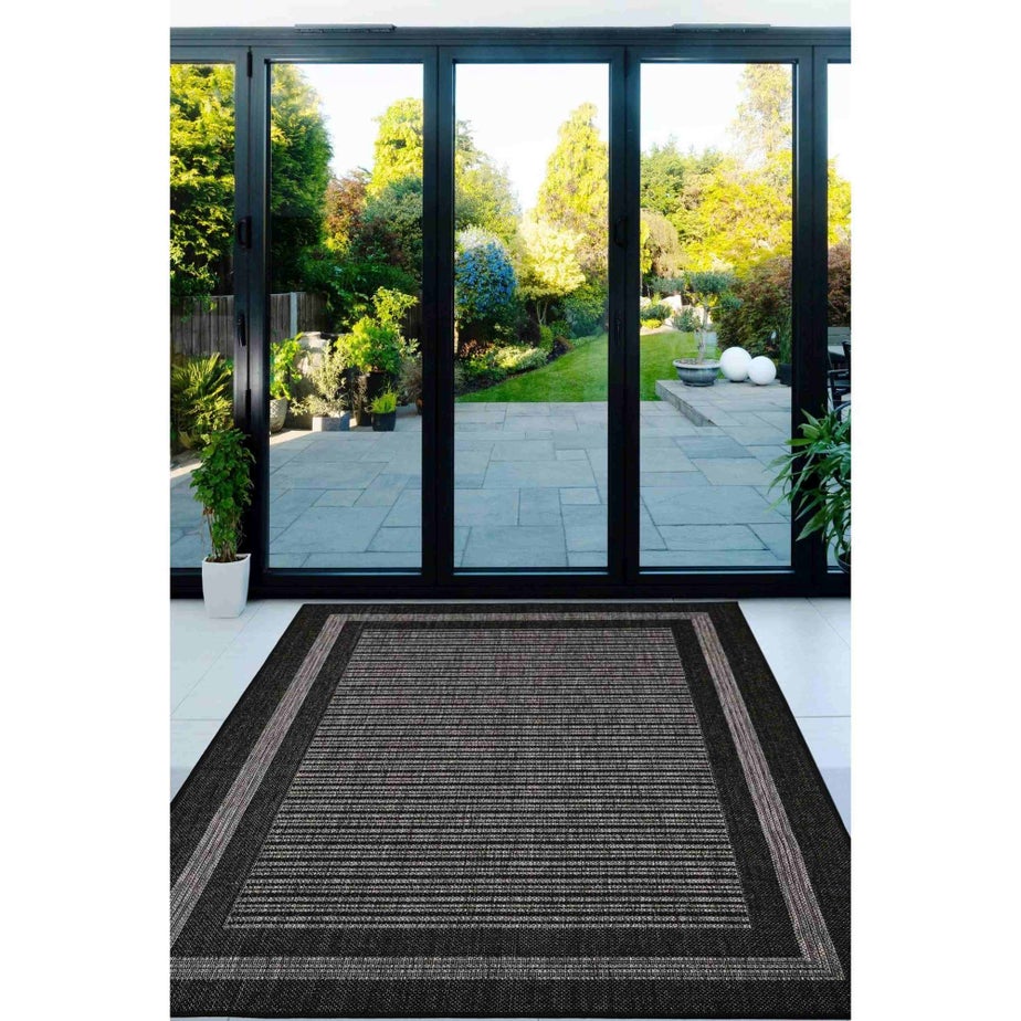 Homemaker Black Gel Backed Border Rug