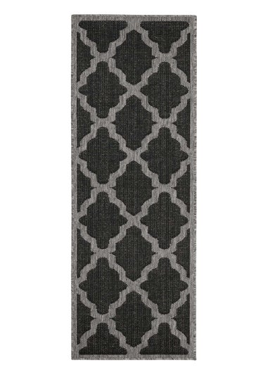 Homemaker Black Trellis Gel Flatweave Runner Rug