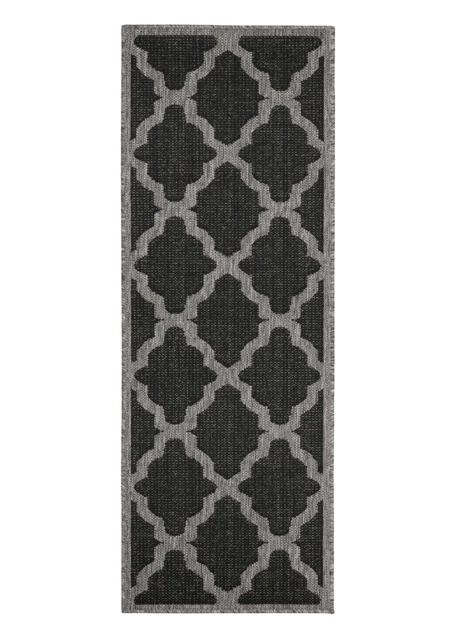 Homemaker Black Trellis Gel Flatweave Runner Rug