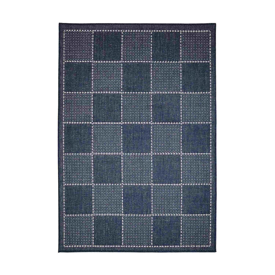 Homemaker Navy Check Gel Flatweave Rug