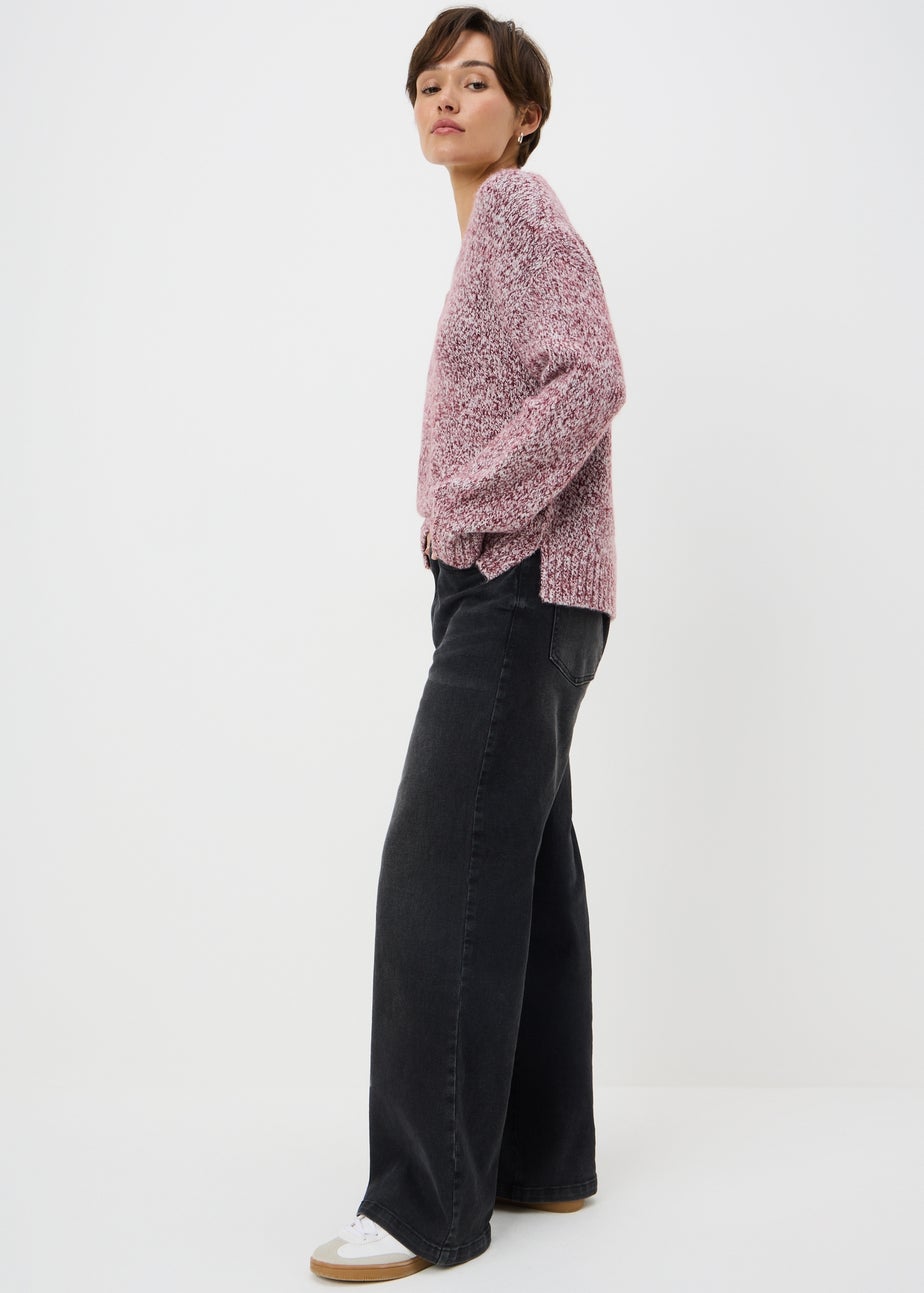 Burgundy Twist Knit V-Neck Jumper