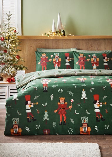 Green Christmas Nutcracker Duvet Set