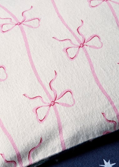 Navy Christmas Tree Reversible Bow Duvet Cover Set