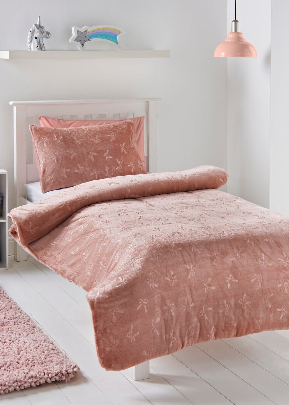 Pink Bow Fleece Duvet Set