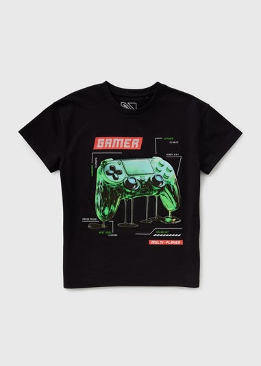 Boys Black Gamer T-Shirt (7-15yrs)