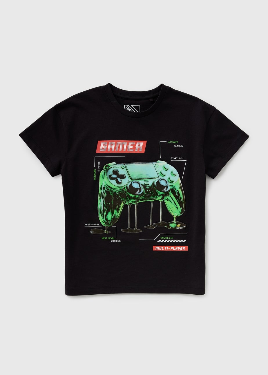 Boys Black Gamer T-Shirt (7-15yrs)