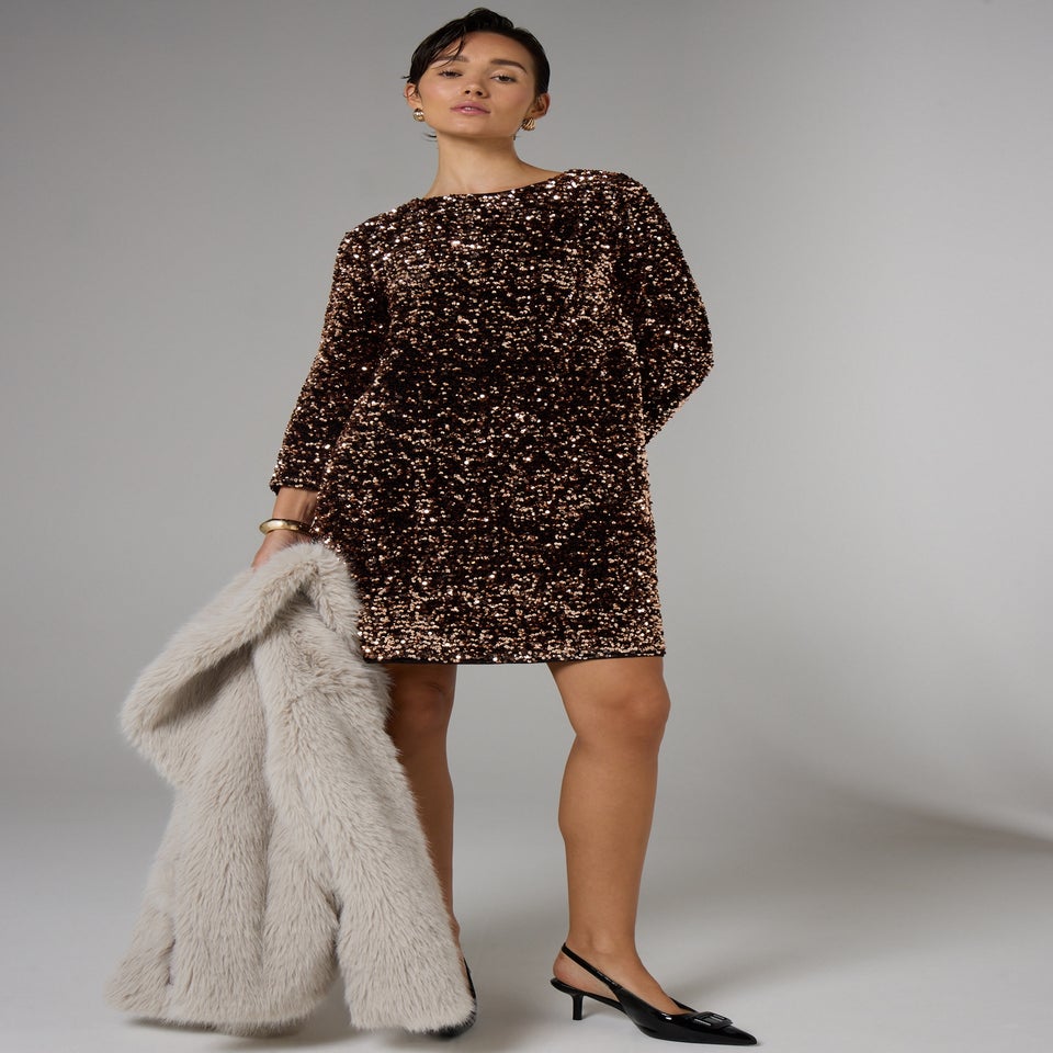 Et Vous Bronze Sequin Mini Dress