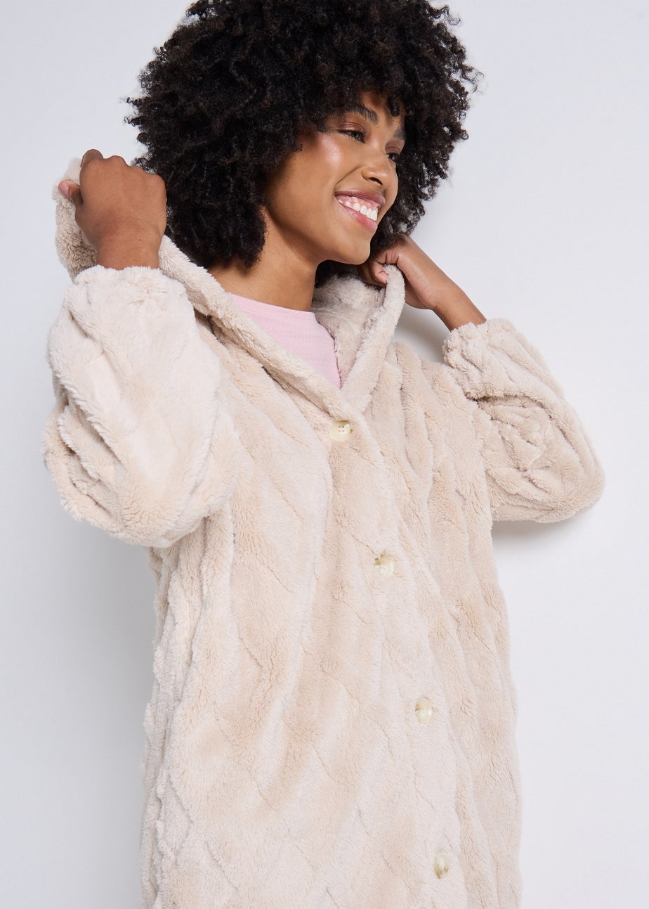 Beige Cable Button Through Cardigan