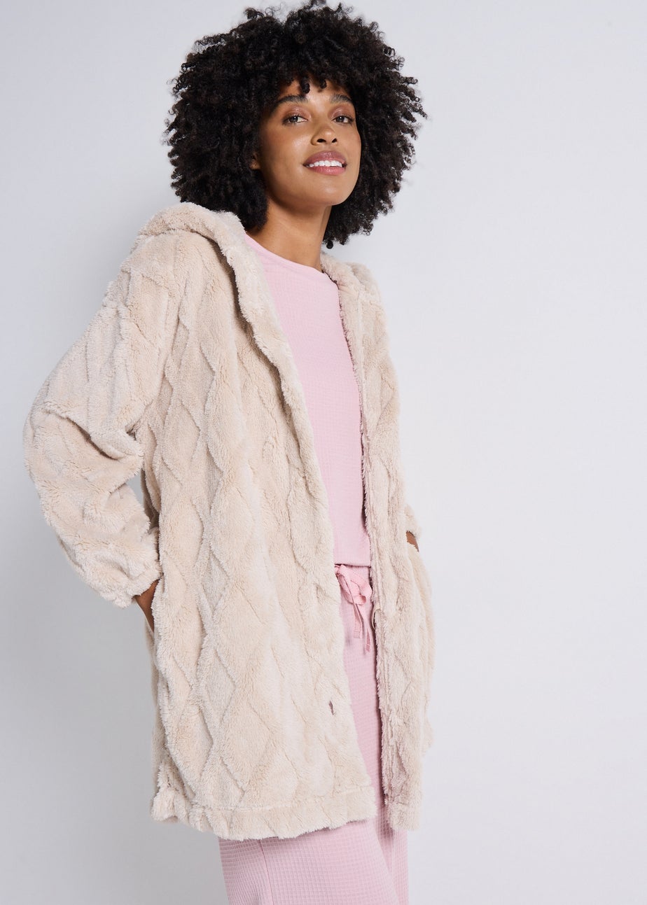 Beige Cable Button Through Cardigan