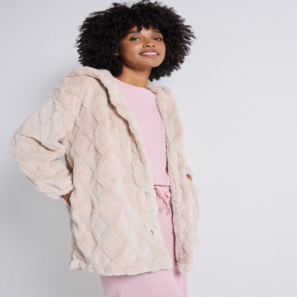 Beige Cable Button Through Cardigan