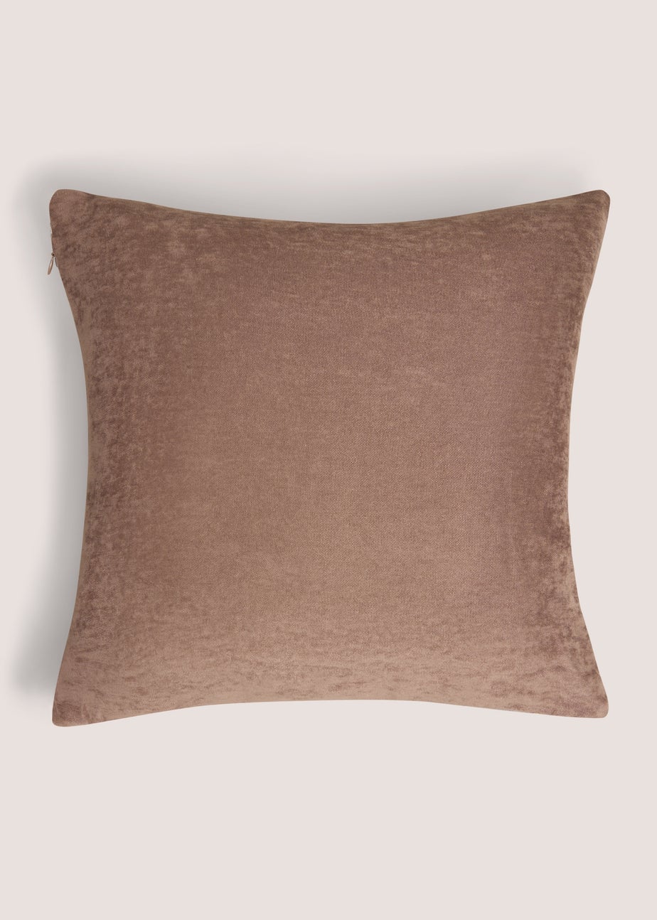 Natural Block Cut Velvet Cushion