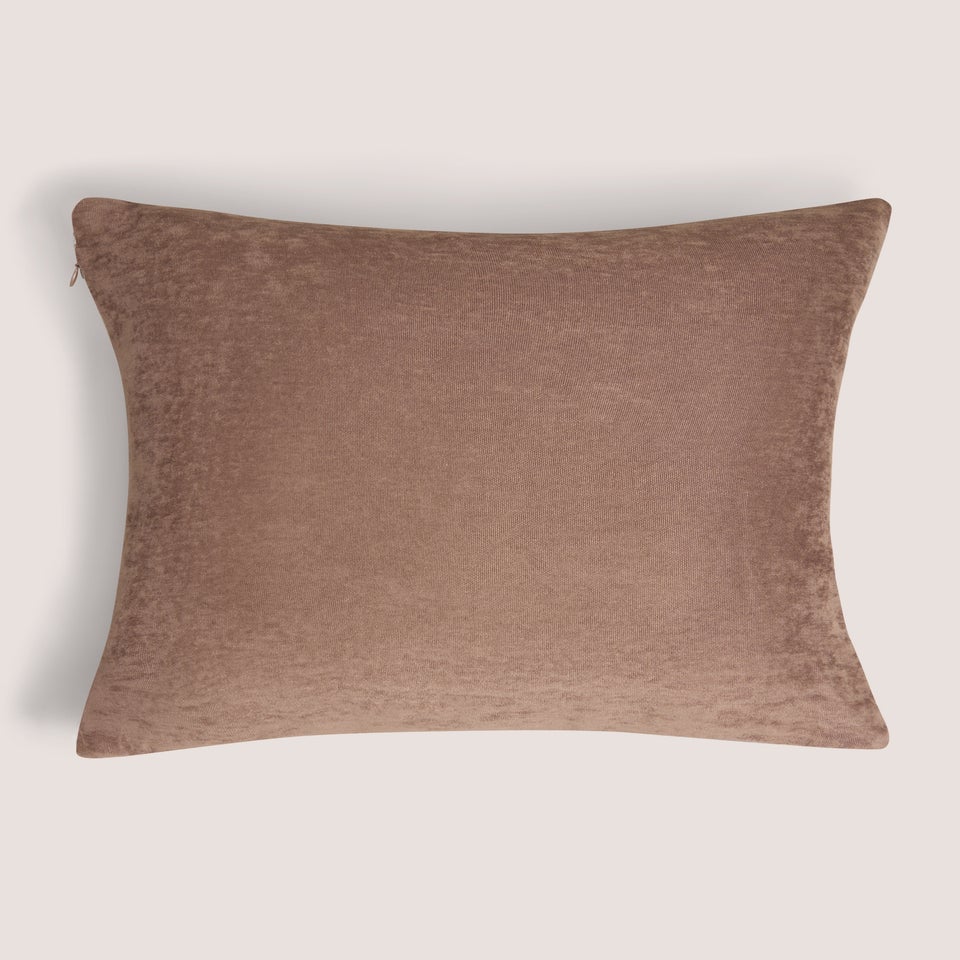 Natural Block Cut Velvet Cushion