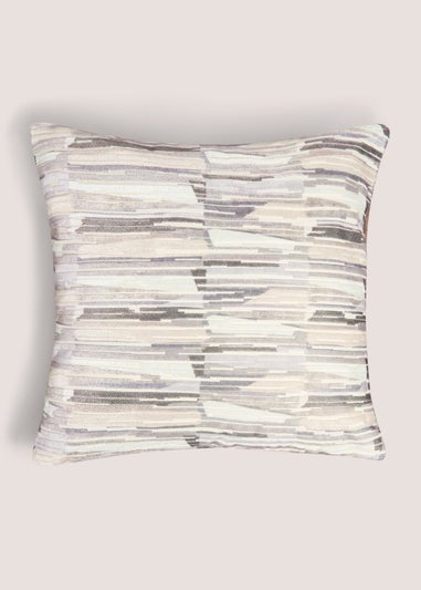 Natural Block Cut Velvet Cushion