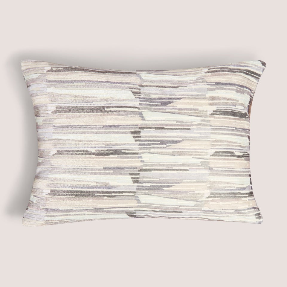 Natural Block Cut Velvet Cushion