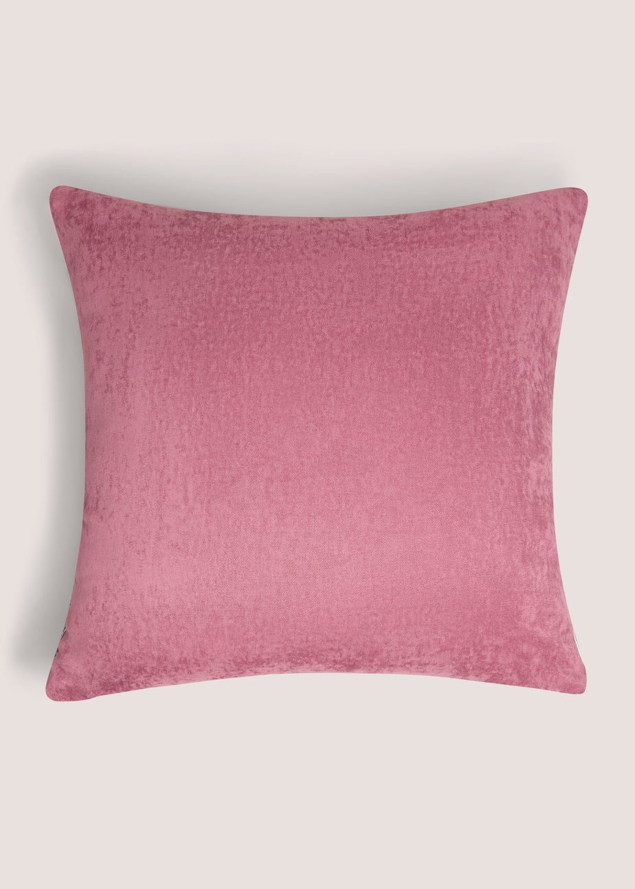 Pink Block Cut Velvet Cushion
