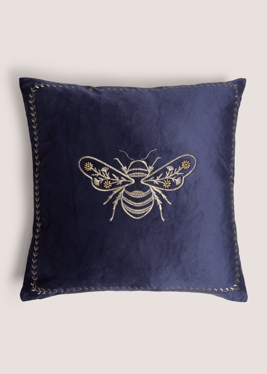 Navy Bee Cushion