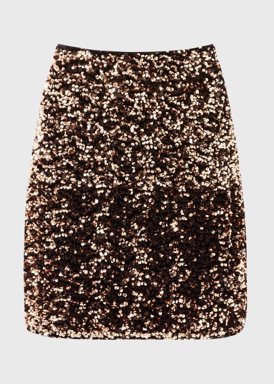 Et Vous Bronze Sequin Mini Skirt