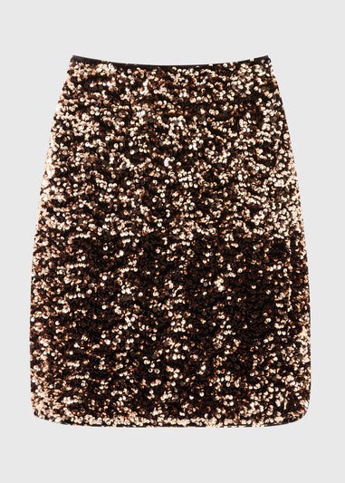 Et Vous Bronze Sequin Mini Skirt