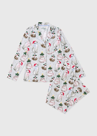Grey Penguin Christmas Family Pyjama Set