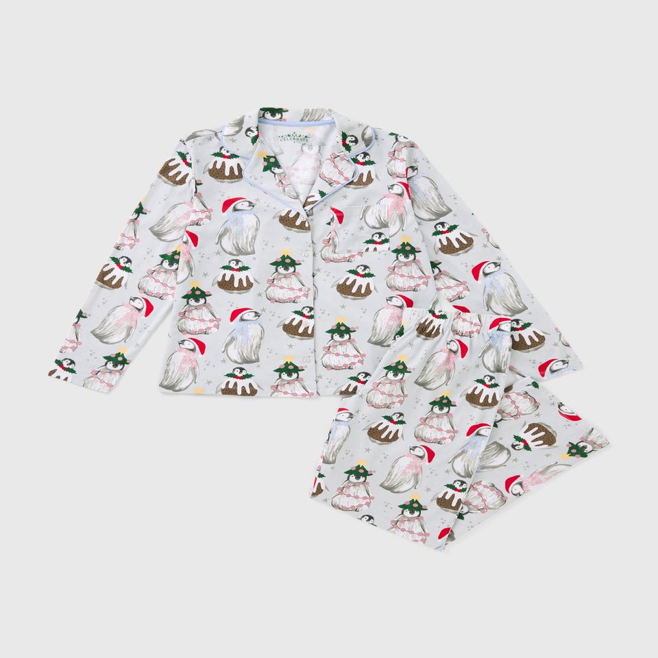 Grey Penguin Christmas Family Pyjama Set