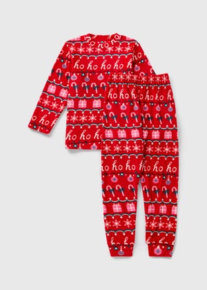 Girls Red Ho Ho Family Pyjama Set (1–13yrs)