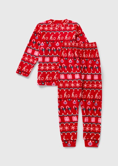 Girls Red Ho Ho Family Pyjama Set (1–13yrs)