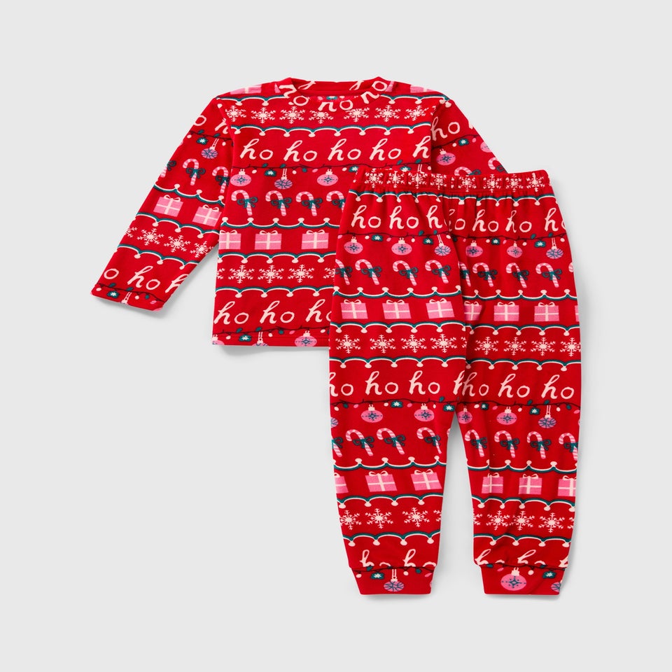 Girls Red Ho Ho Family Pyjama Set (1–13yrs)