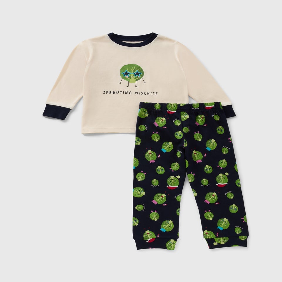 Boys Cream Matching Family Sprout Pyjamas (1–13yrs)