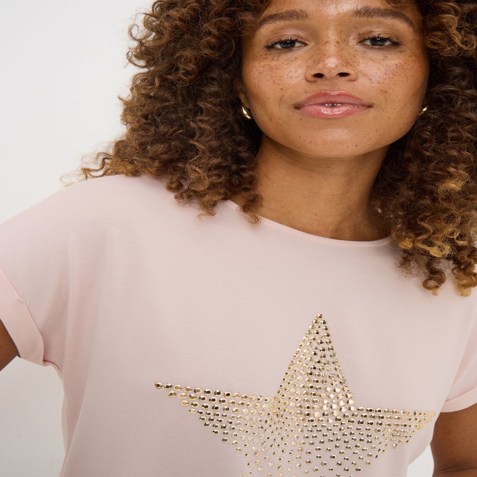 Pink Short Sleeve Stud Star T-Shirt